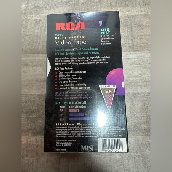 RCA VHS Tapes Lot Of 2‎ T-120 Hi-Fi Stereo Premium SLP 6 Hours Sealed Vintage - Picture 2 of 2